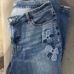Old Navy Blue Jeans with Floral Design